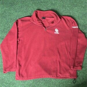 OU Sooners Pro Edge Fleece 1/4 Zip Pullover Red L Embroidered Logo